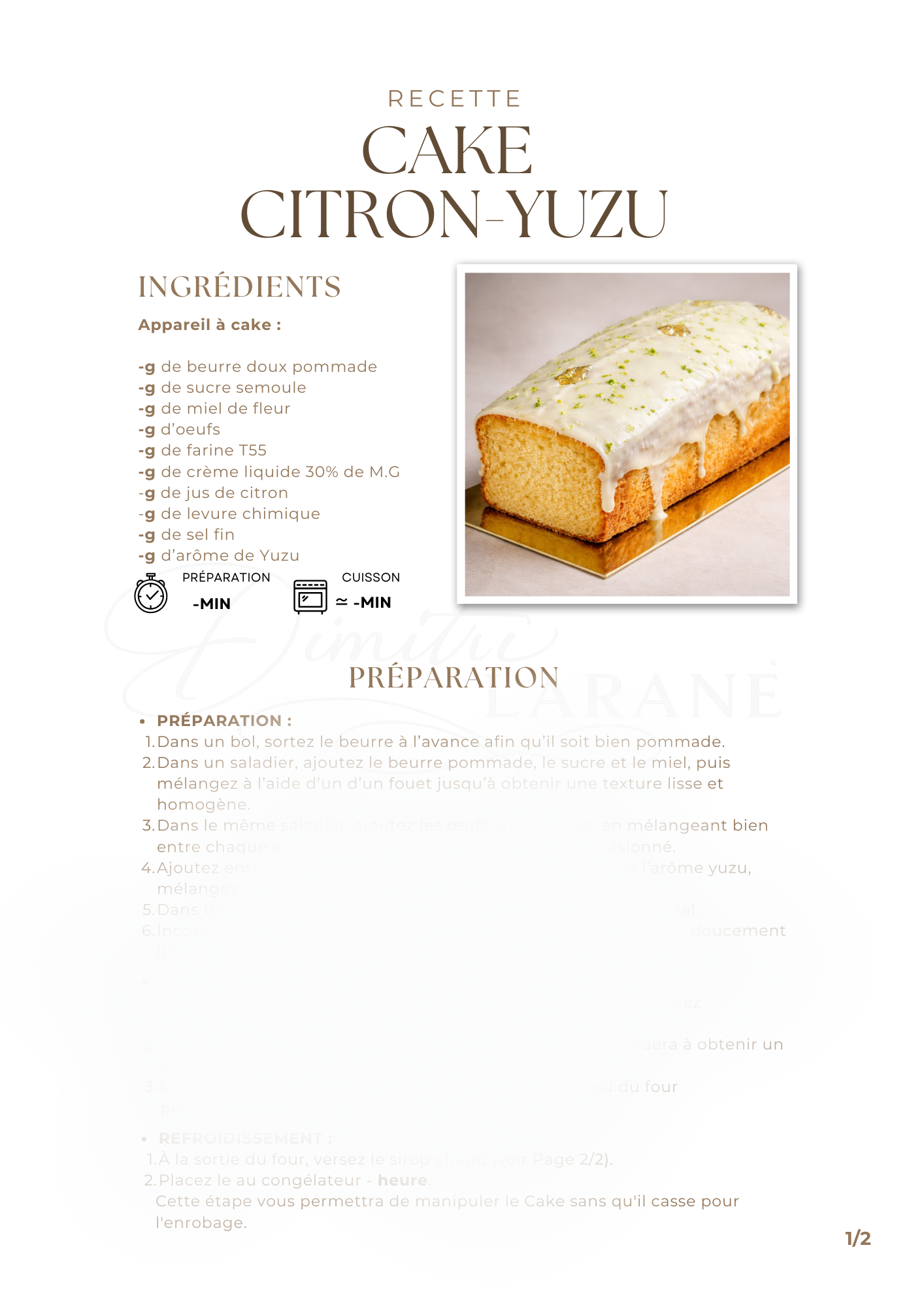 Recette PDF Cake citron-yuzu