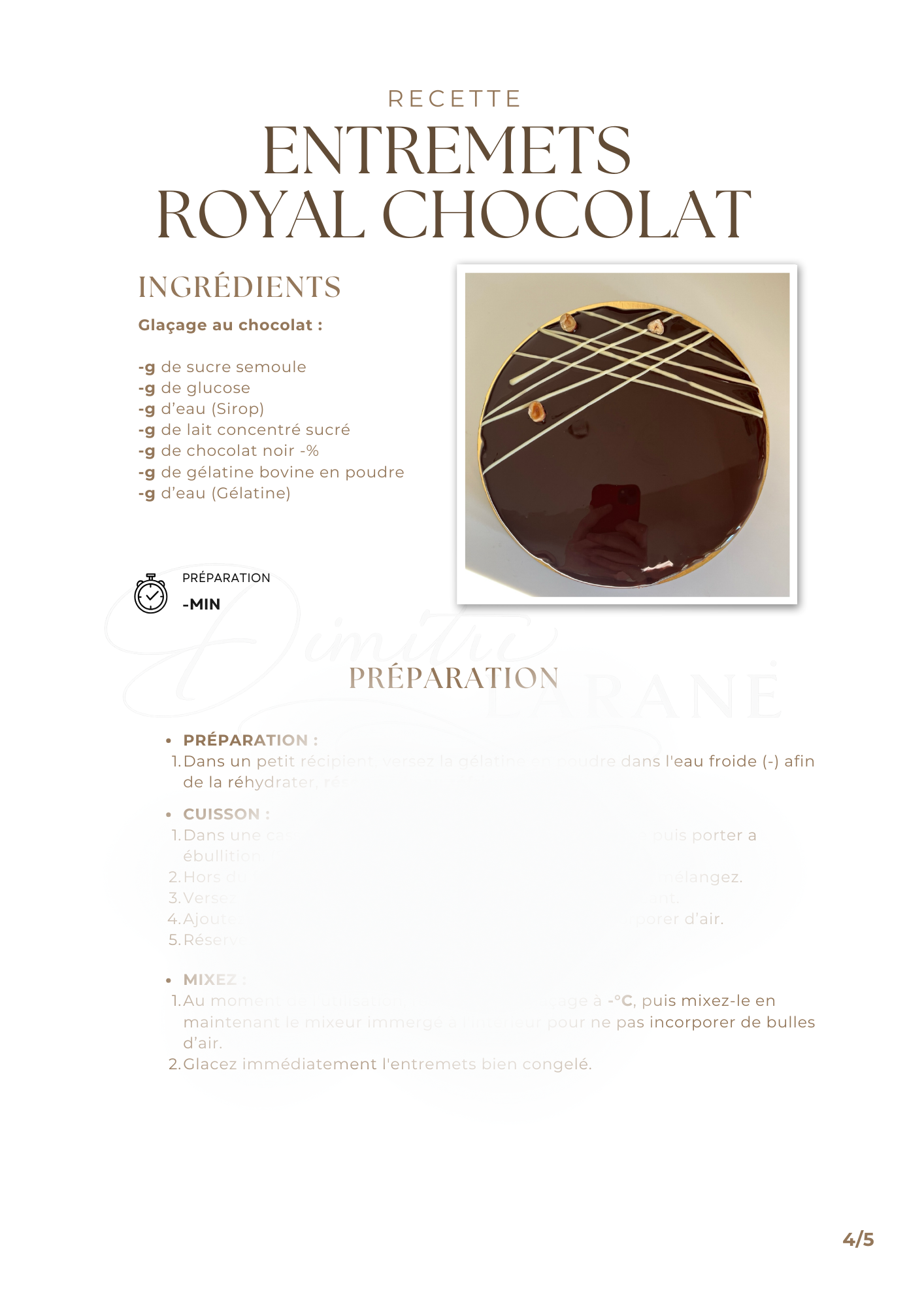 Recette PDF entremets Royal 100% chocolat