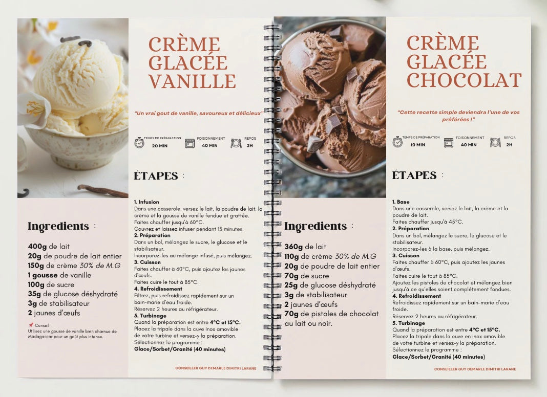 Livret de 34 Recettes Glacées - Spécial Turbine à Glace et Yaourtière Borealia